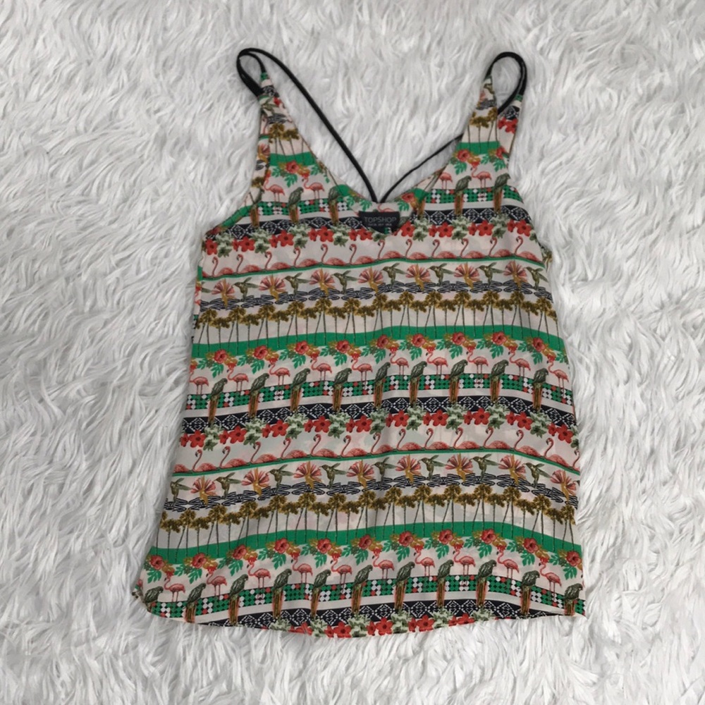 TOPSHOP Tropical Flamingo Top